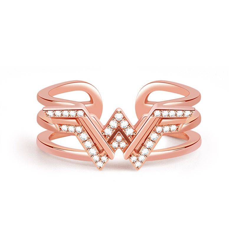 Wing Ring Rose Gold Plated with Clear CZs S925 Silver