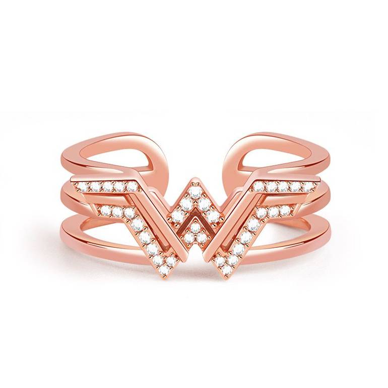 Wing Ring Rose Gold Plated with Clear CZs S925 Silver