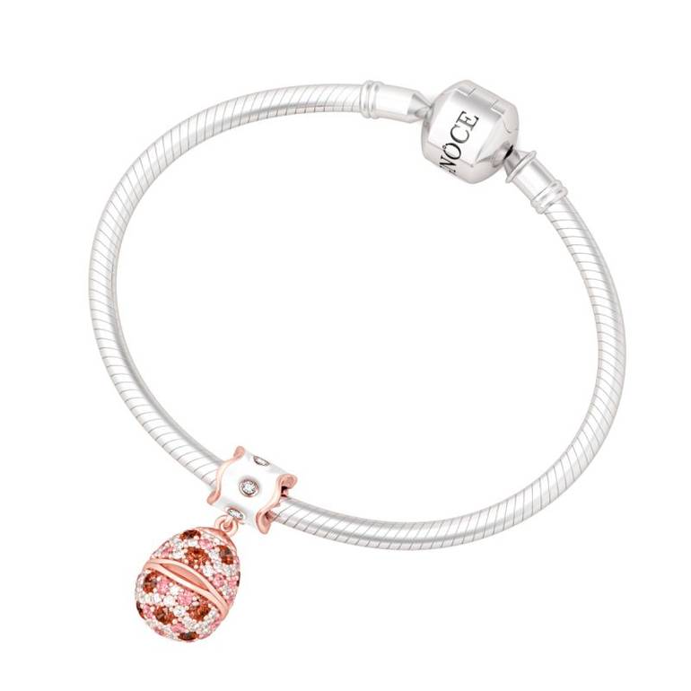 Rabbit in Egg Charm 925 Sterling Silver Colorful Cubic Zirconia Beads Easter Gift