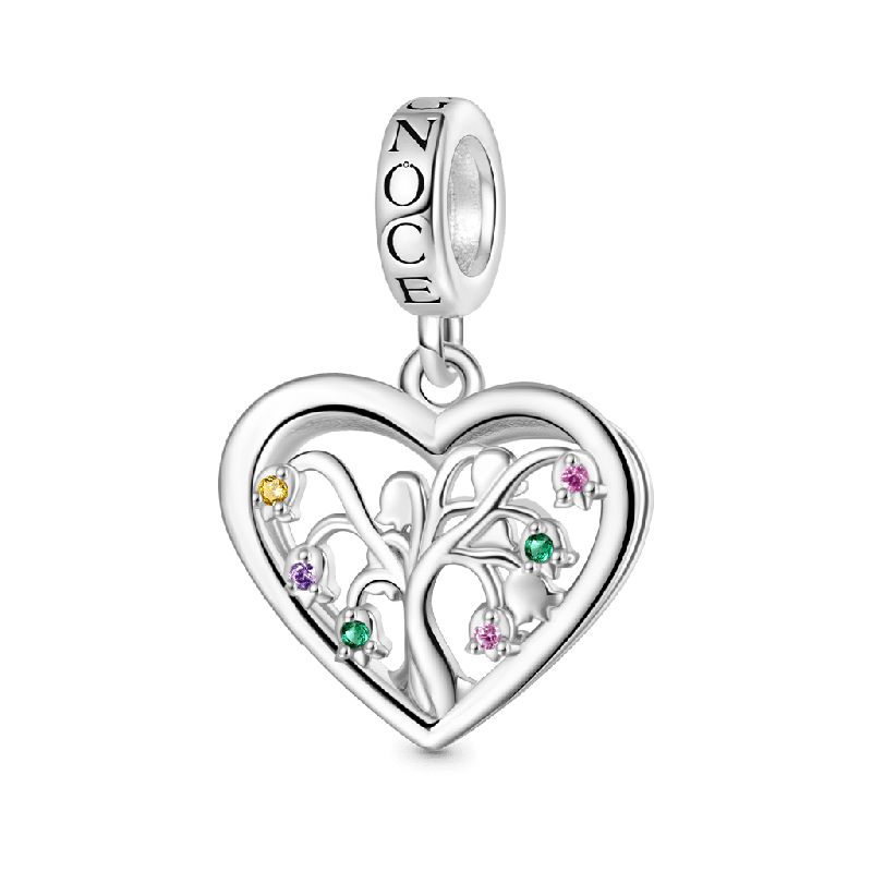 Gnoce Birthstone Lily Tree of Life Heart Pendant Dangle Charm