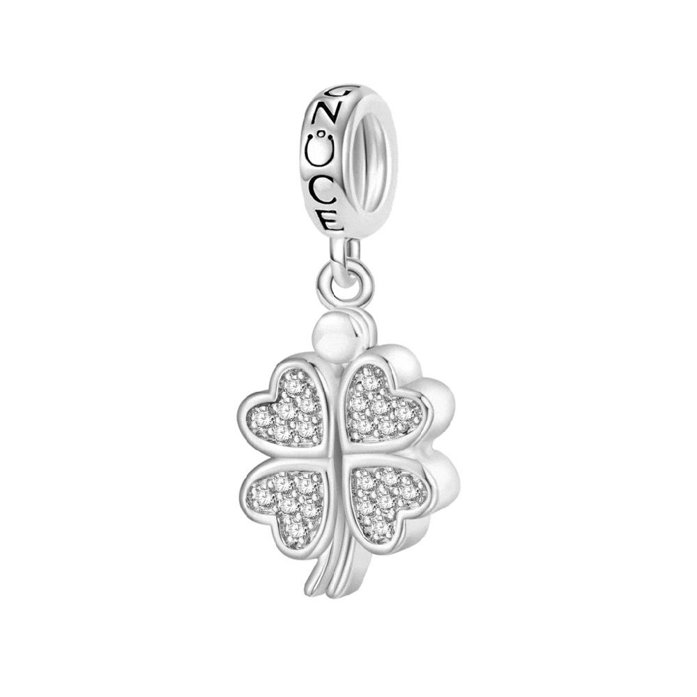 Gnoce Openable Four-leaf Clover Engravable Pendant Dangle Charm