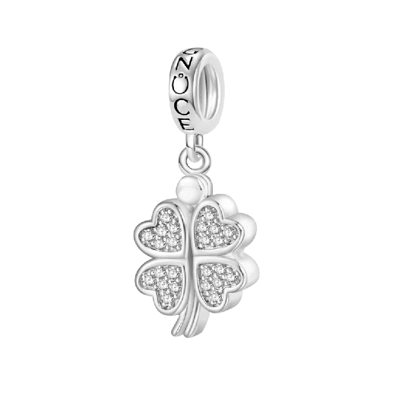 Gnoce Openable Four-leaf Clover Engravable Pendant Dangle Charm