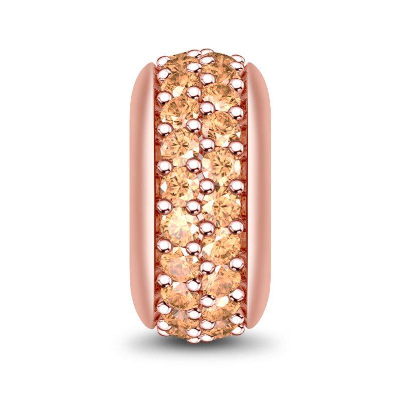 18k Rose Gold With Champagne Stones Stopper Sterling silver