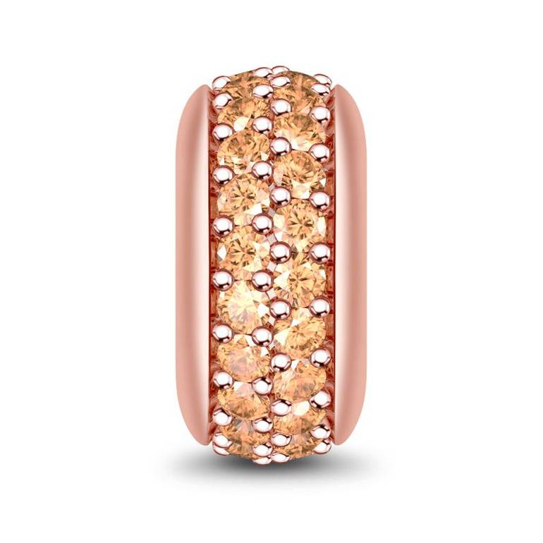 18k Rose Gold With Champagne Stones Stopper Sterling silver