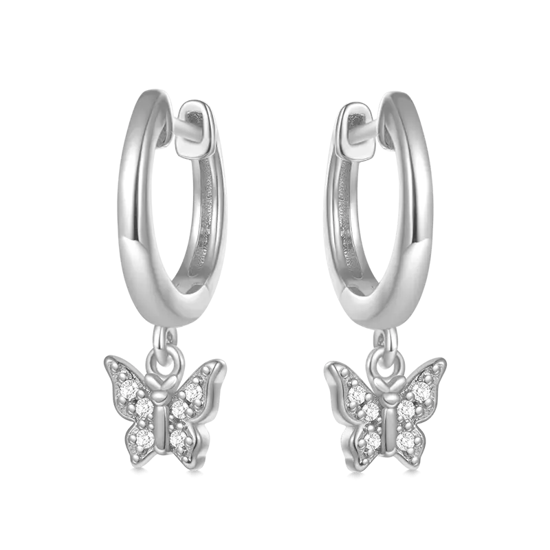 Gnoce Butterfly Drop Hoop Earrings