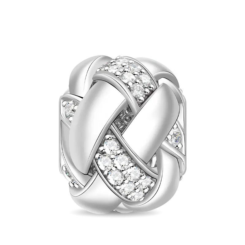 Interweave Charm 925 Sterling Silver Bead with Cubic Zirconia