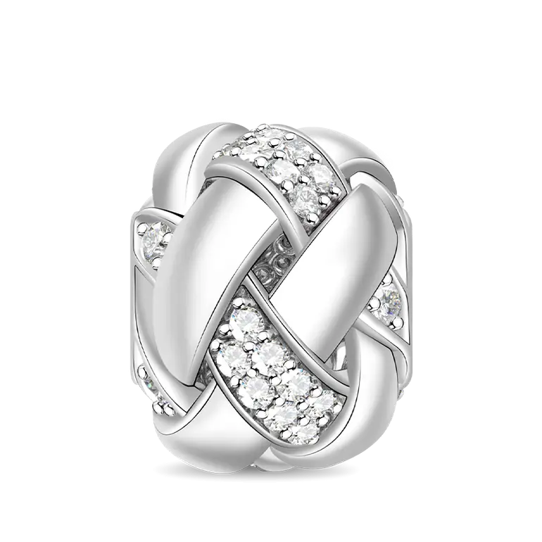 Interweave Charm 925 Sterling Silver Bead with Cubic Zirconia