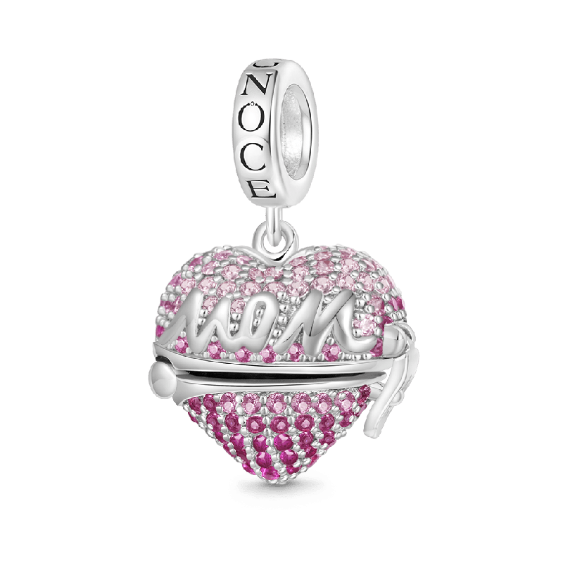 Gnoce Openable 'MOM' Heart Mother's Day Gift Pendant Dangle Charm