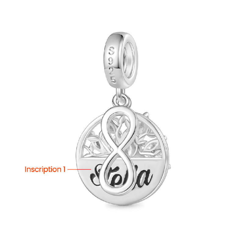 Gnoce Engravable Tree of Life Infinity Symbol Pendant Dangle Charm