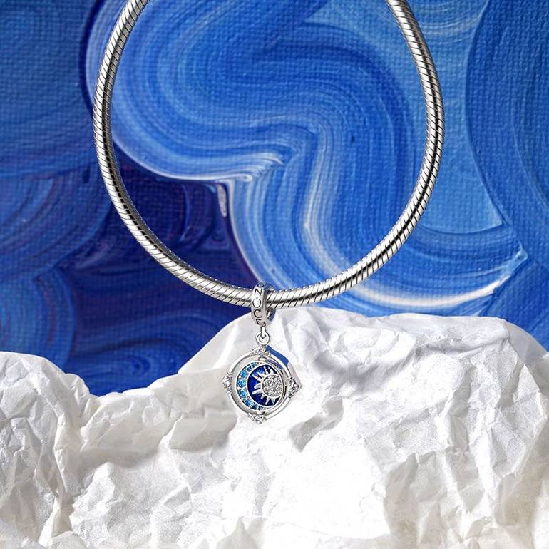 Gnoce Rotated Moon & Sun Pendant Dangle Charm