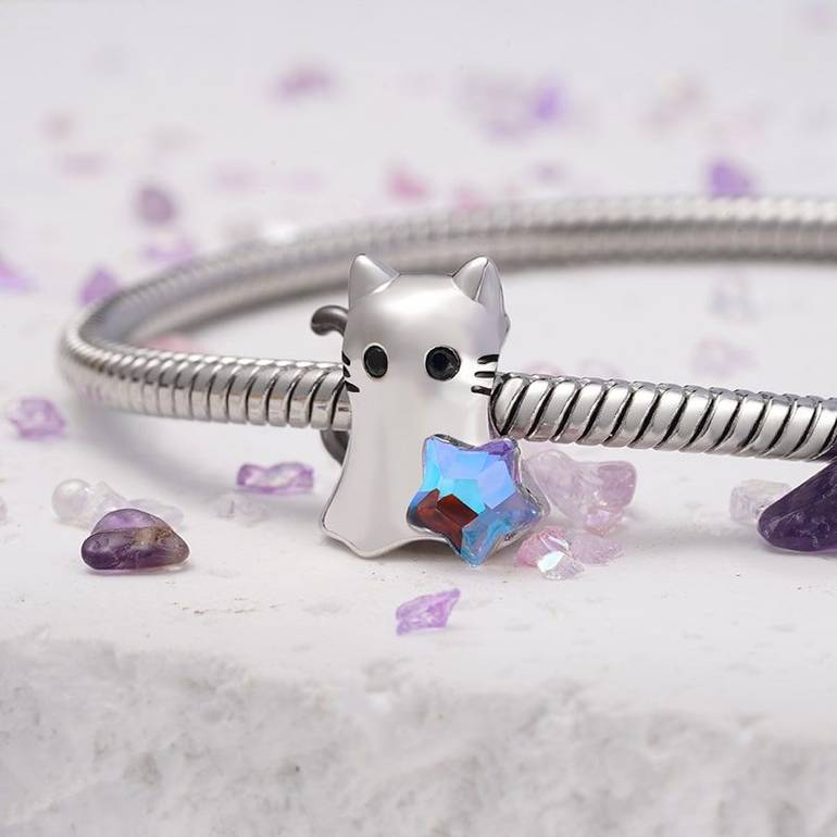 Gnoce Halloween Cat Ghost Charm