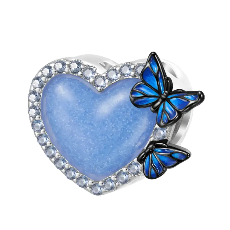 Gnoce Glow-in-the-dark Heart Butterfly Charm