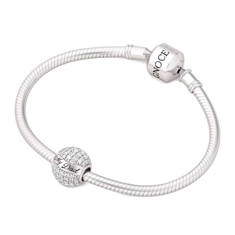 925 Sterling Silver Paved Pure Crystal CZ Stones Charm Perfect Father's Day Gift