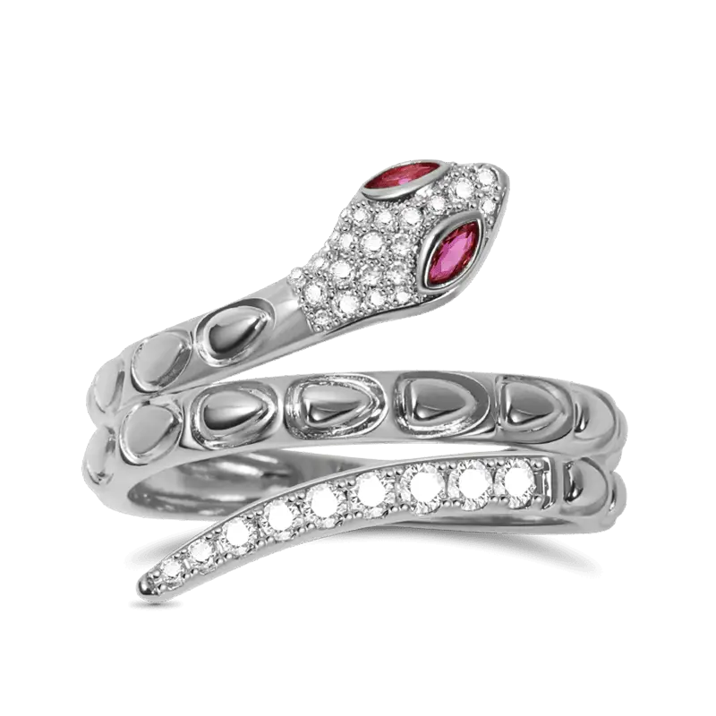 Snake Ring 925 Sterling Silver inlaid with Stones