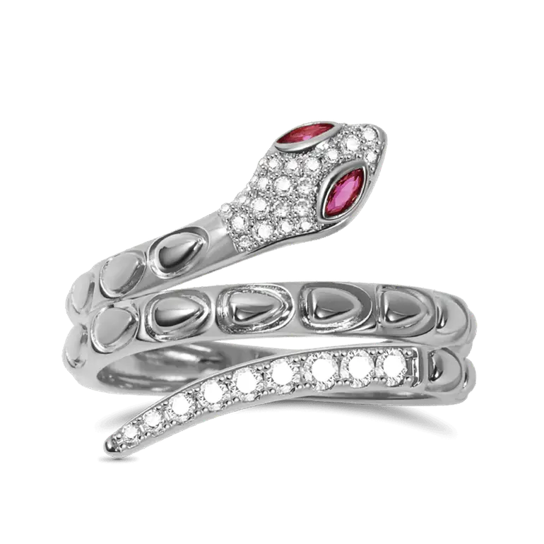Snake Ring 925 Sterling Silver inlaid with Stones