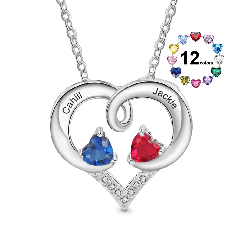 Gnoce Simple Love Heart Birthstone Necklaces