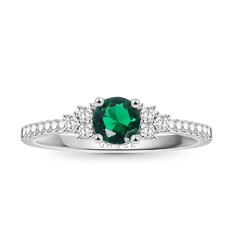 Gnoce Elegant Round Cut Emerald Ring