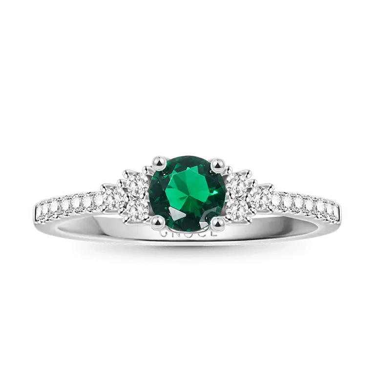 Gnoce Elegant Round Cut Emerald Ring