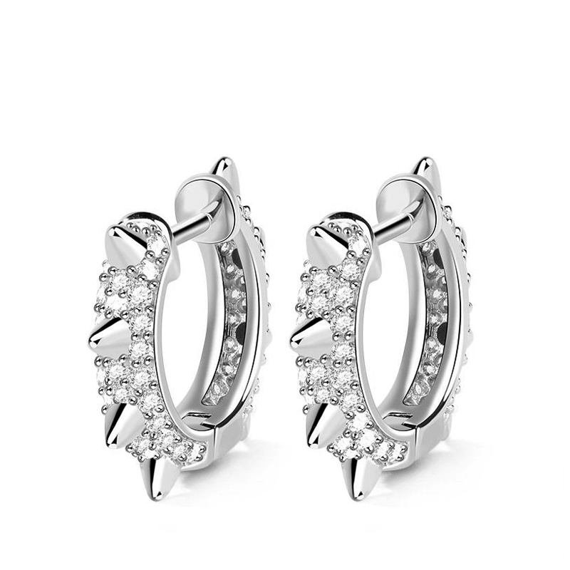 Mohawk Earrings with Cubic Zirconia 925 Sterling Silver