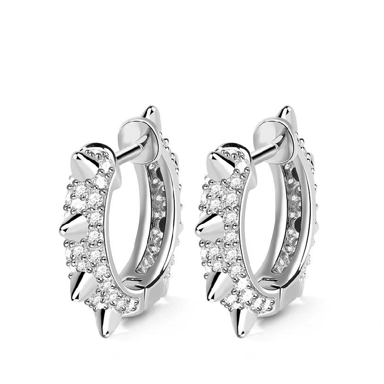Mohawk Earrings with Cubic Zirconia 925 Sterling Silver