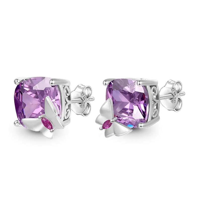 Gnoce Purple Butterfly Stud Earrings