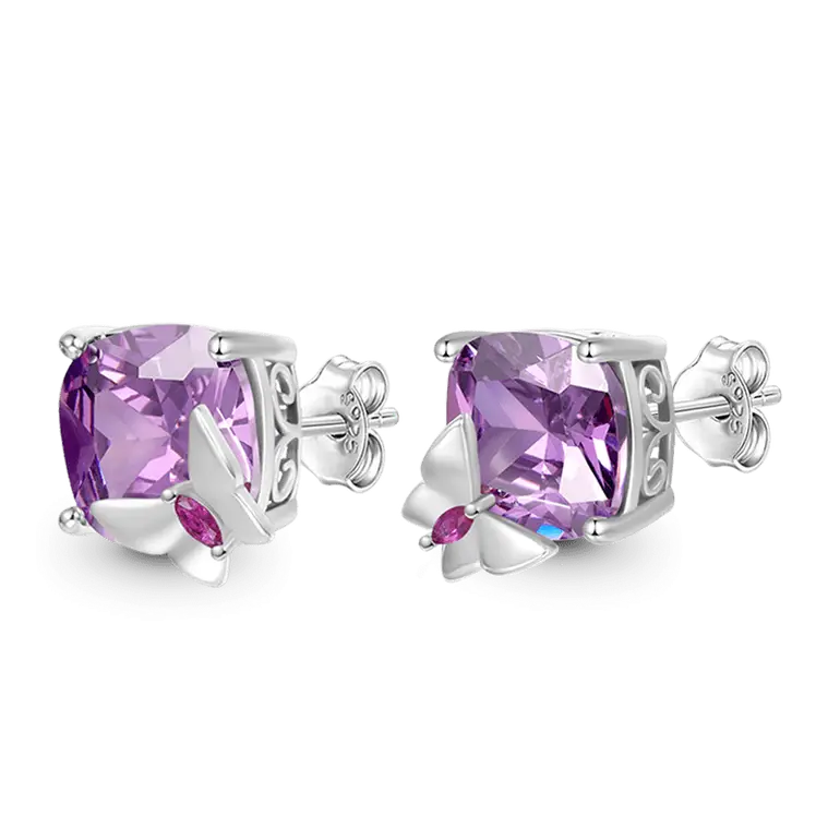 Gnoce Purple Butterfly Stud Earrings