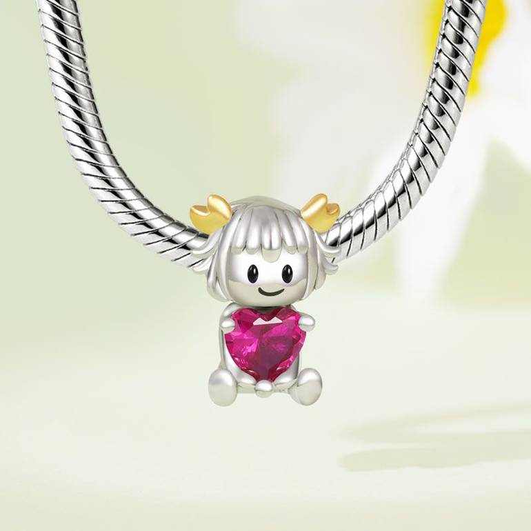 Gnoce Cancer Zodiac Sign Embraces Heart Gem Charm