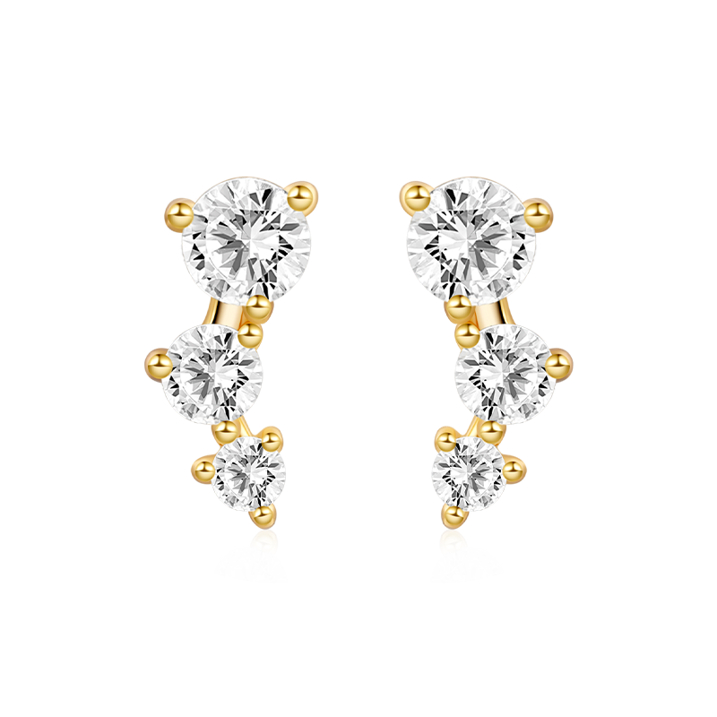 Gnoce Three Stone Stud Earrings