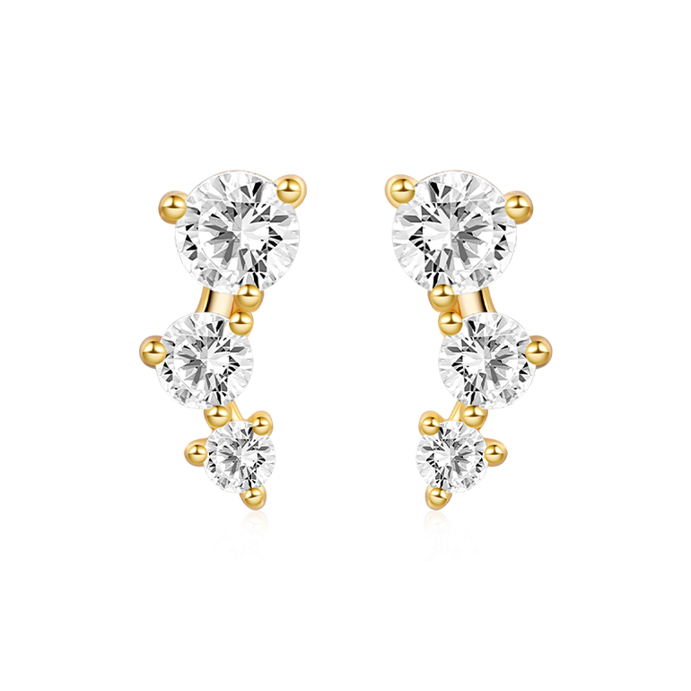 Gnoce Three Stone Stud Earrings