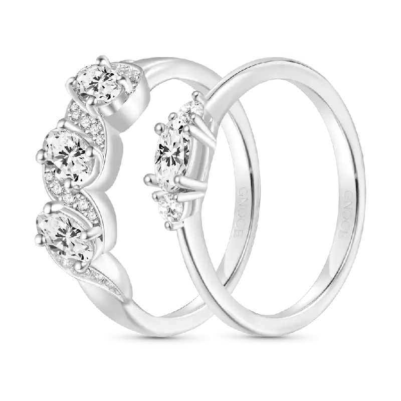 Gnoce White Diamond Anniversary Stackable Ring Set