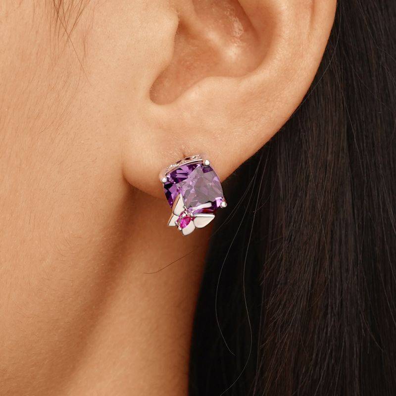 Gnoce Purple Butterfly Stud Earrings