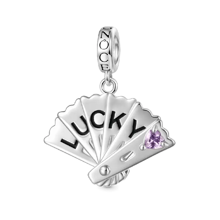 Gnoce LUCKY Openable Exquisite Fan Inlaid with Gemstone Pendant Dangle Charm