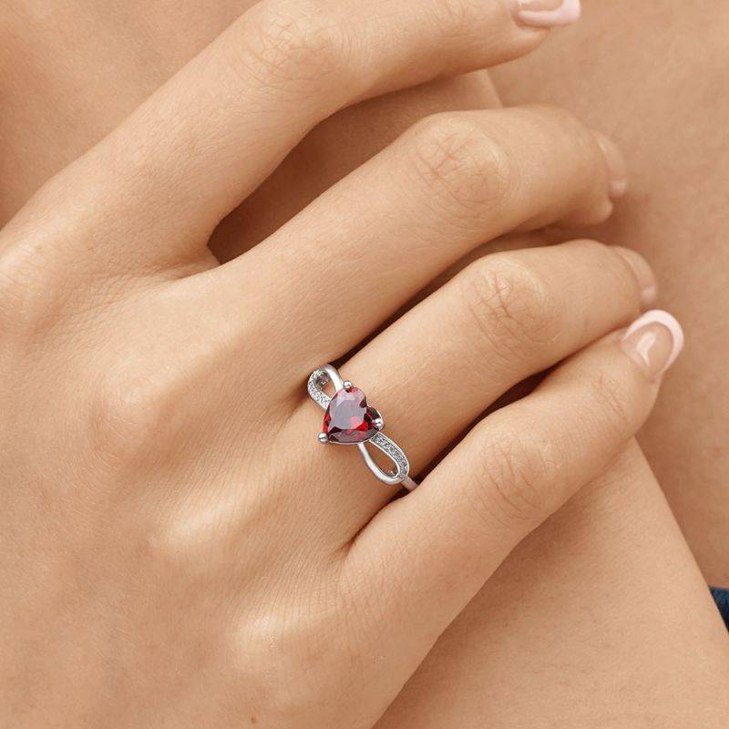 Gnoce Sparkling Birthstone Infinity Love Heart Ring