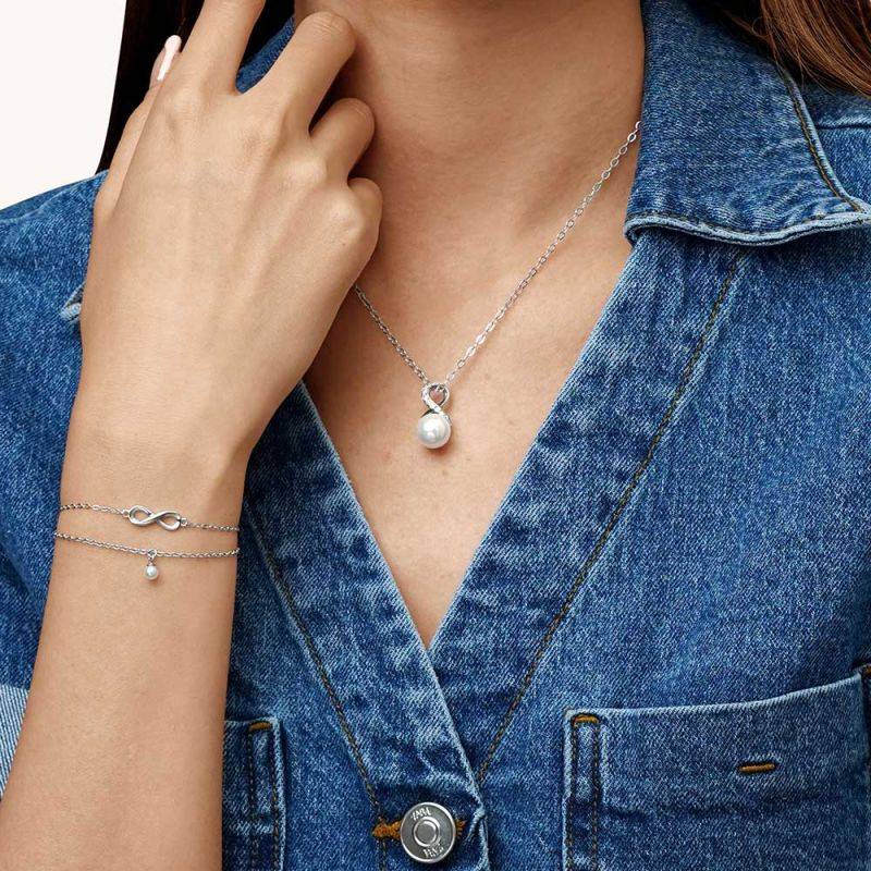 Gnoce Sparkling Infinity Love Pearl Necklaces