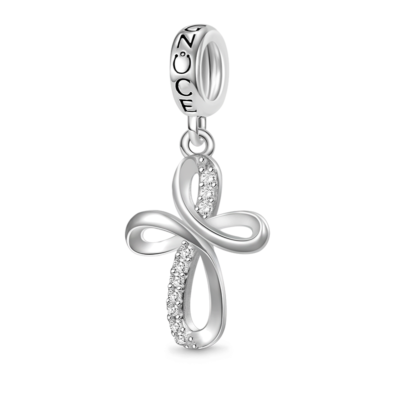 Gnoce Eternal Ribbon Cross Pendant Dangle Charm
