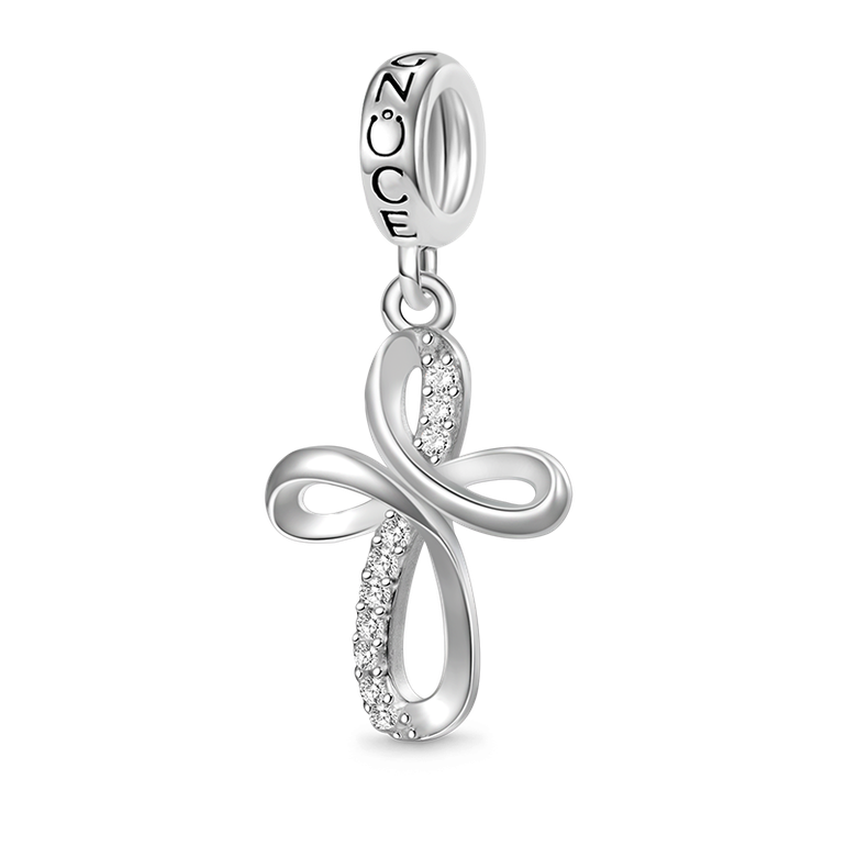 Gnoce Eternal Ribbon Cross Pendant Dangle Charm