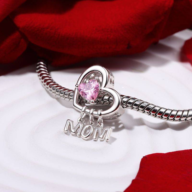 Gnoce Mother's Day Love Heart Birthstone Charm