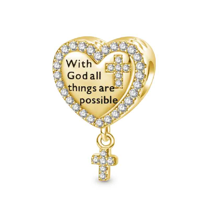 Gnoce 18k Gold Plated Double-Sided Devotion Heart Charm