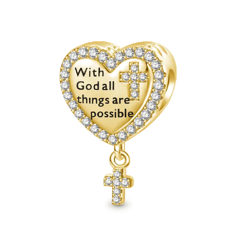 Gnoce 18k Gold Plated Double-Sided Devotion Heart Charm