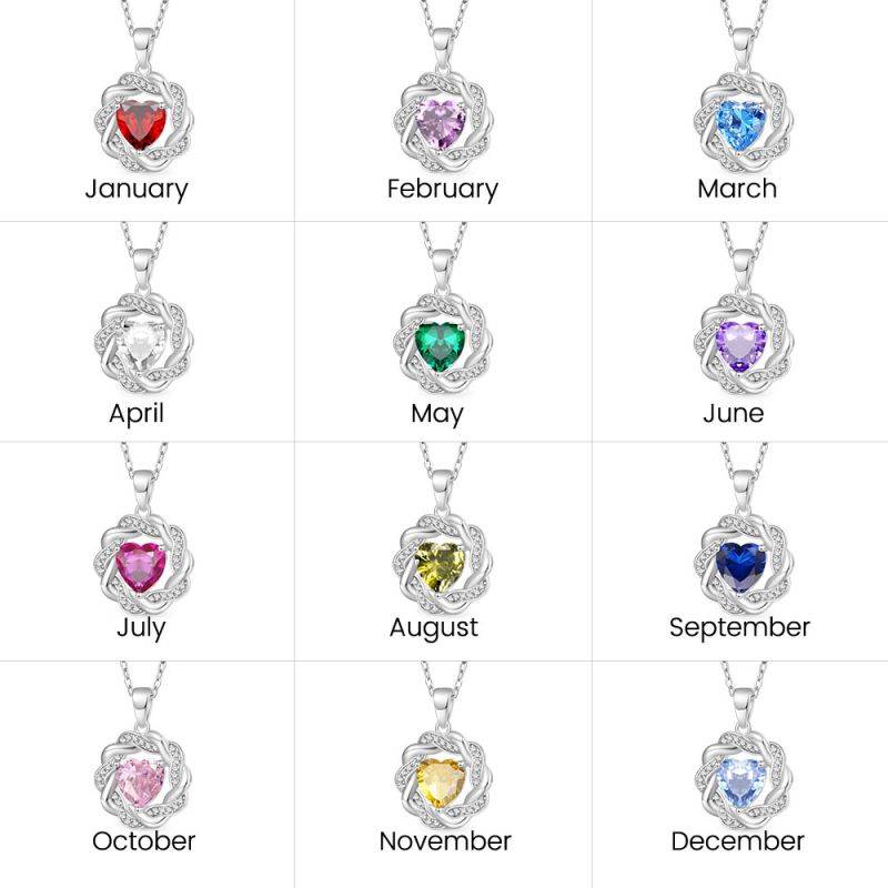 Gnoce Circle of Gratitude Diamond Heart Birthstone Necklaces