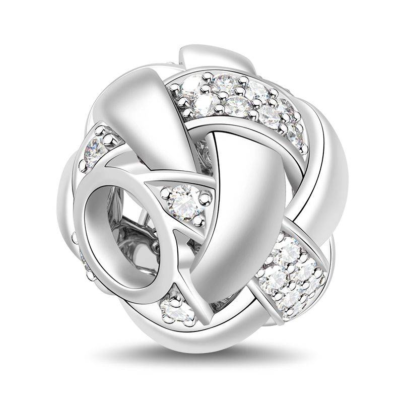 Interweave Charm 925 Sterling Silver Bead with Cubic Zirconia