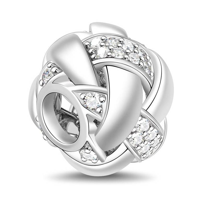 Interweave Charm 925 Sterling Silver Bead with Cubic Zirconia