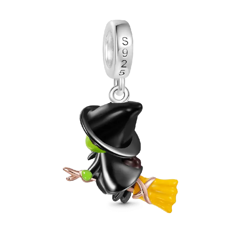 Gnoce Wicked Elphaba on Broom Flying Pendant Dangle Charm