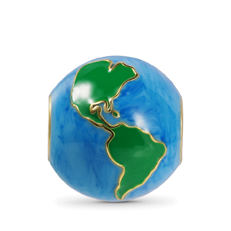 Earth Charm Bead Sterling Silver 18K Gold Plated