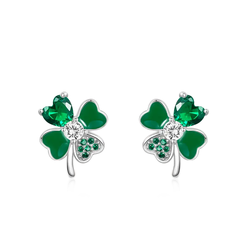 Gnoce Lucky Four Leaf Clover Stud Earrings