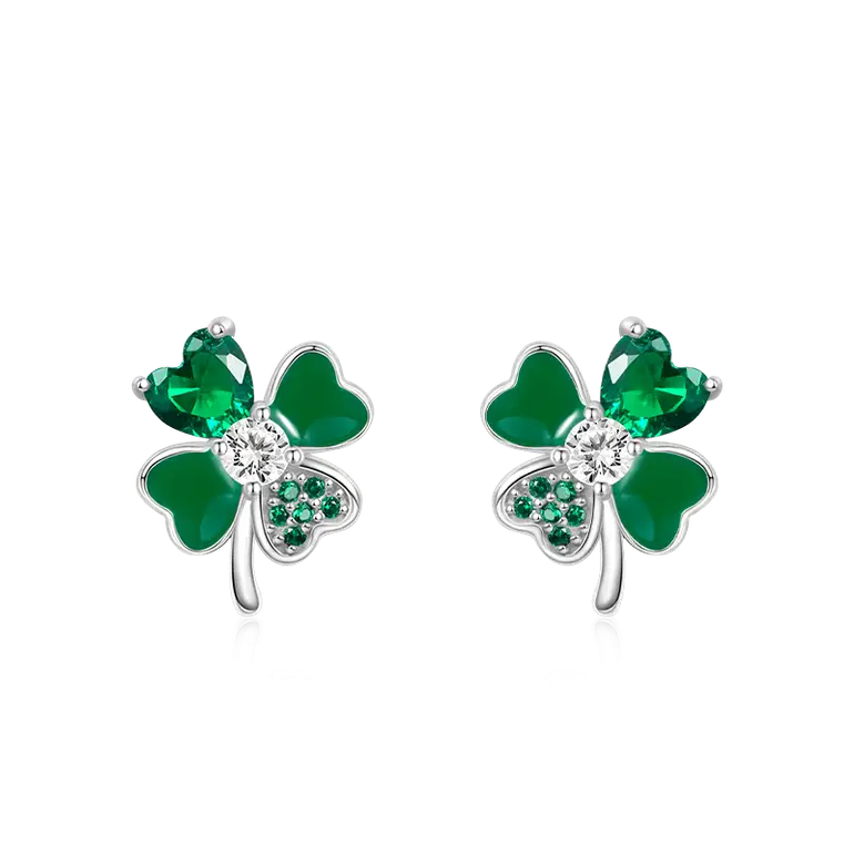 Gnoce Lucky Four Leaf Clover Stud Earrings