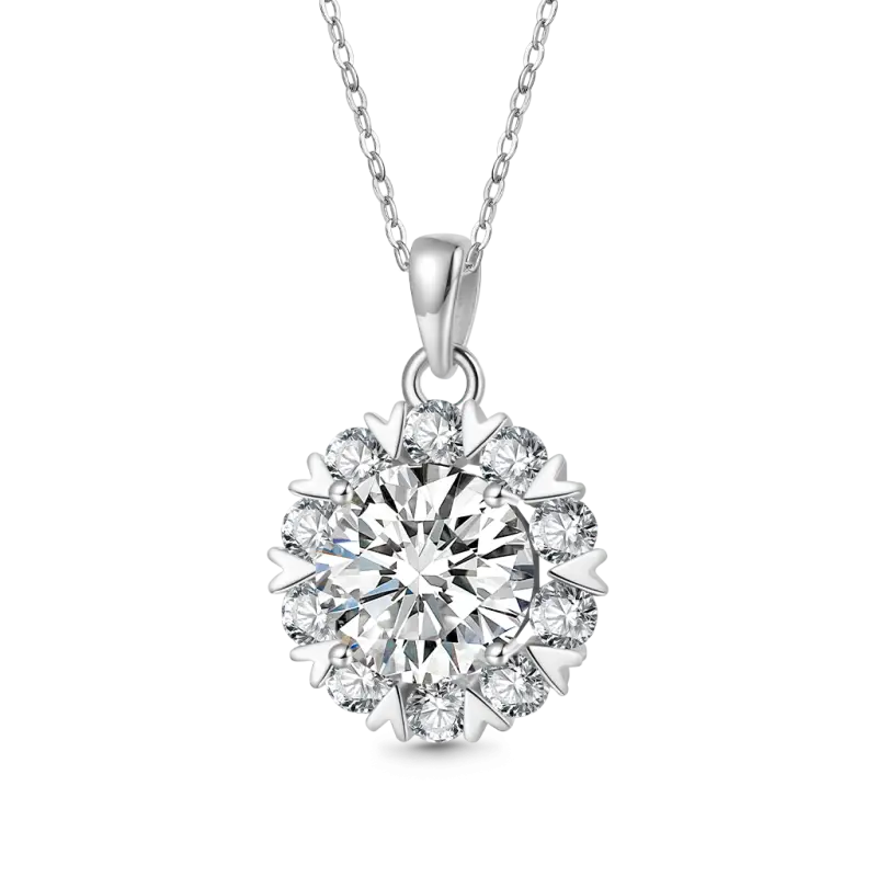 Gnoce Brilliant 5Ct Round 925S & VVS Moissanite Sunflower Necklaces