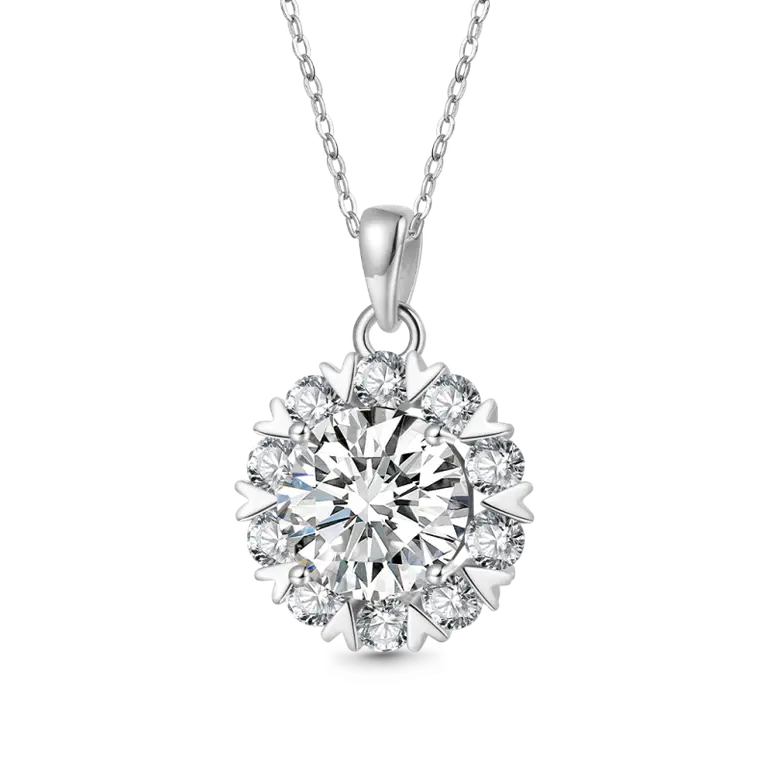 Gnoce Brilliant 5Ct Round 925S & VVS Moissanite Sunflower Necklaces