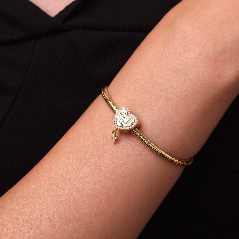 Gnoce 18k Gold Plated Double-Sided Devotion Heart Charm