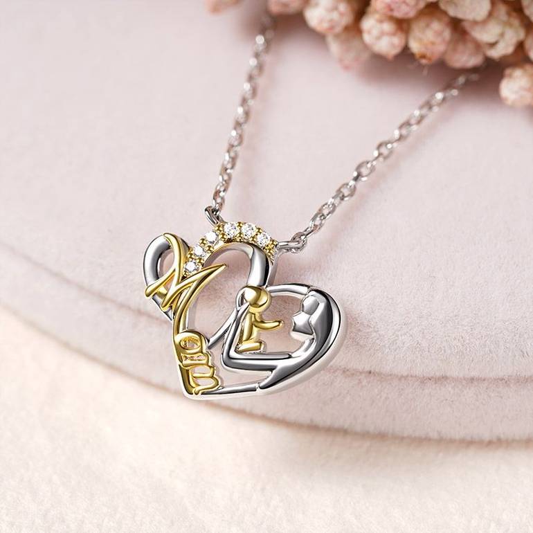 Mom Hugs Baby Necklaces Sterling Silver 18K Gold Plated Mother's Day Gift